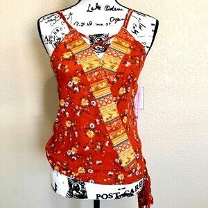 Crave Fame Orange top  Floral women strap top size S